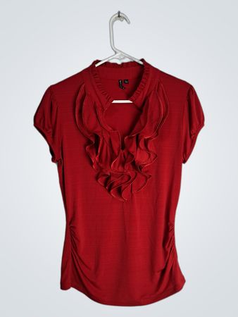 Red Ruffled Blouse