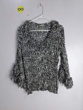 Agora Black and White Animal Print Top