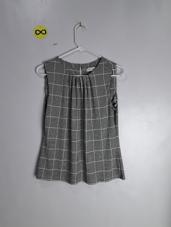 Calvin Klein Black and White Grid Pattern Dress