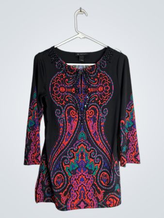 INC International Concepts Black Paisley Tunic