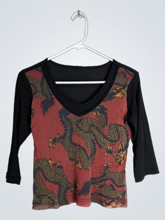 Long Sleeve Dragon Print Top