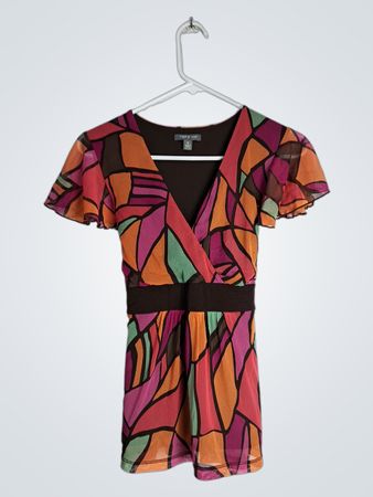 Apt. 9 Multicolor Geometric Wrap Blouse
