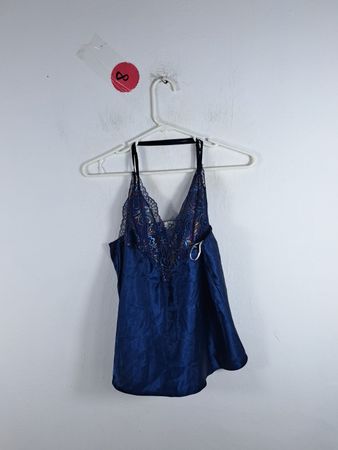 Linea Donatella Blue Lace Trim Cami Top
