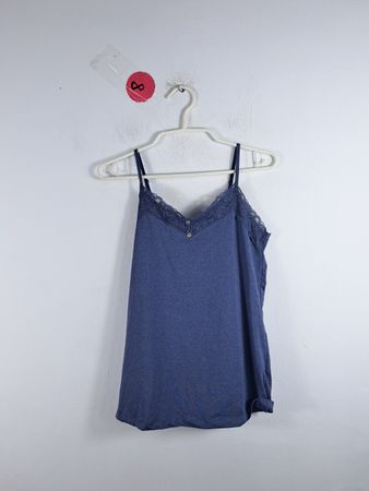 Blue Camisole with Lace Trim