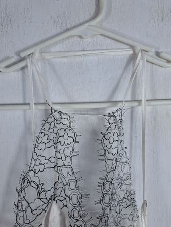 White Dress with Black Floral Pattern