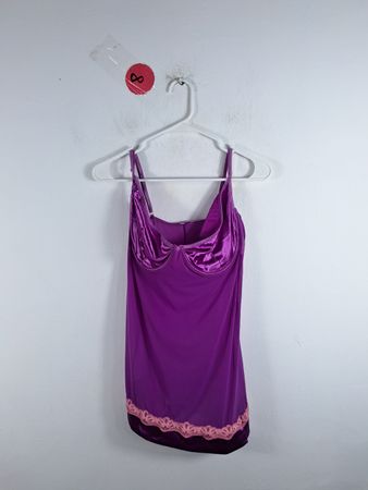 Purple Tank Top with Pink Lace Trim