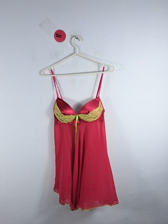 Pink Silk Chemise with Lace Detail