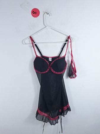 Black Chemise with Pink Lace