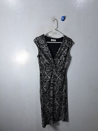 Enchante Black and White Paisley Dress