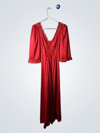Red Lace Trimmed Nightgown