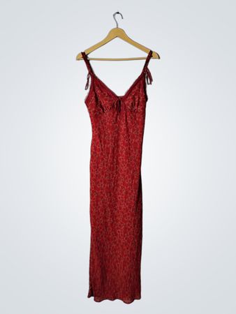 Old Mobile Red Floral Maxi Dress