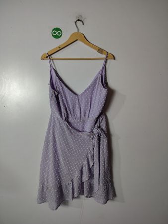 Mango Purple Polka Dot Wrap Mini Dress