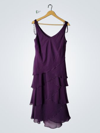 S.L. Fashions Purple Tiered Dress