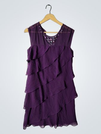 S.L. Fashions Purple Ruffle Mini Dress