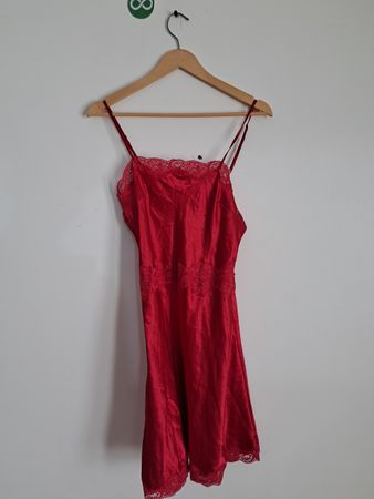 La Vie en Rose Red Satin Slip Dress