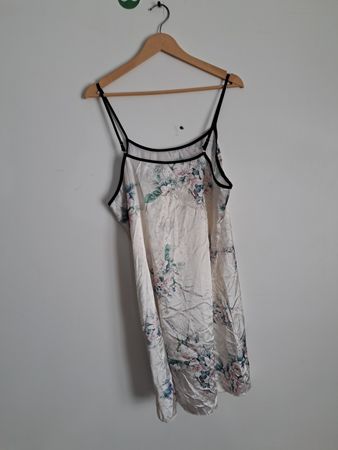 White Floral Dress with Black Trim