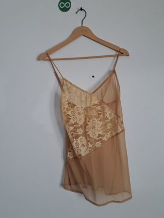 Sheer Beige Camisole with Lace Details