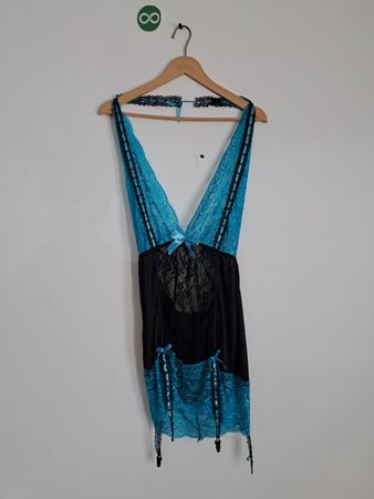 Blue and Black Lace Chemise