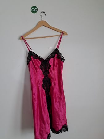 Morgan Taylor Pink Satin Lace Trim Slip Dress