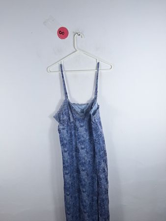 No Boundaries Blue Floral Lace-Trim Maxi Slip Dress