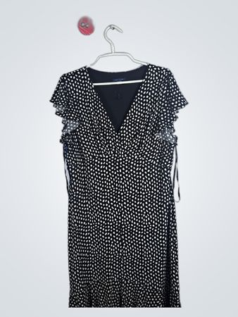 Tommy Hilfiger Black Polka Dot Wrap Midi Dress