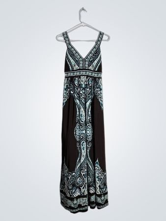 INC International Concepts Black and Blue Paisley Maxi Dress