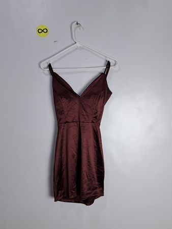 Unbranded Maroon Satin Mini Dress