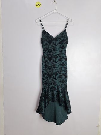 Windsor Teal Floral Print Spaghetti Strap Midi Dress