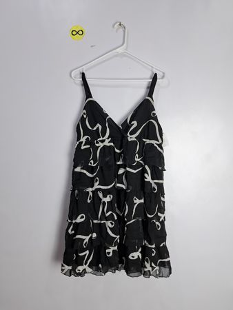 Old Navy Black Ribbon Print Chiffon Dress