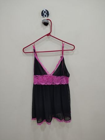 Black and Pink Lace Chemise
