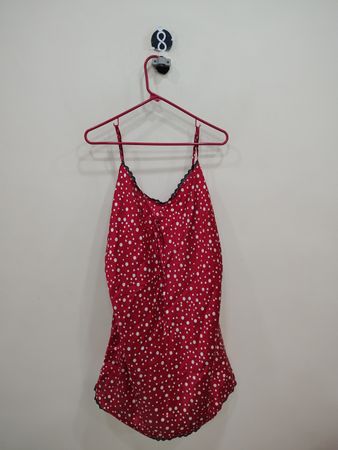 Unbranded Red Polka Dot Satin Slip Dress