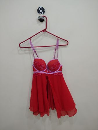 Red Chemise with Purple Trim
