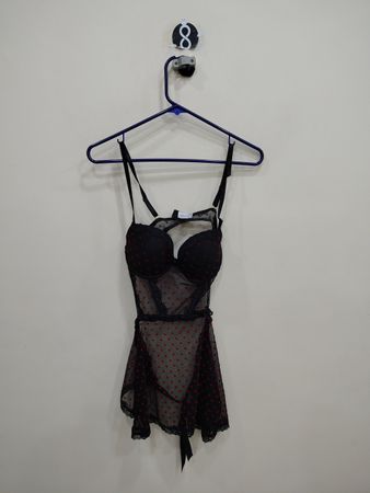Black Lacy Babydoll with Red Hearts