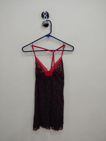 Linea Donna Red and Black Lace Chemise