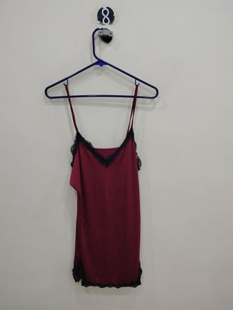Red Camisole with Black Lace Trim