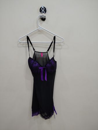 Black and Purple Lace Chemise