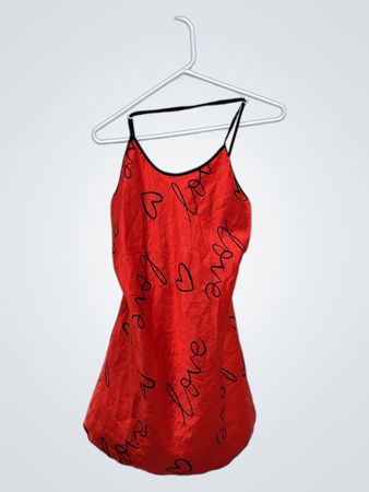 Red Tank Top with Black Hearts and Love Text