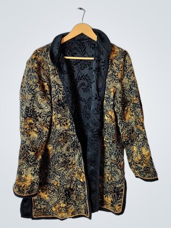 Unbranded Gold Black Floral Jacquard Jacket