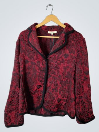 dressbarn red and black floral jacket