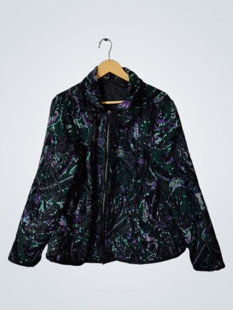 Blouse with Green Purple and Black Pattern