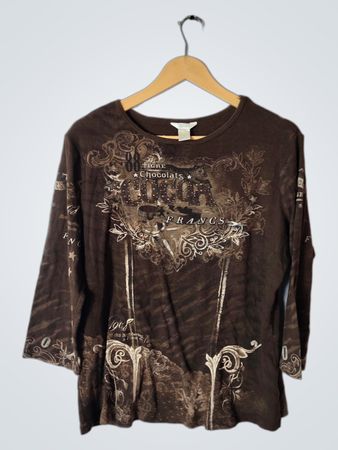 Christopher Kane Brown Graphic Long Sleeve Shirt