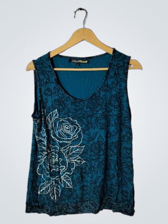 Horoshi Blue Floral Sleeveless Top
