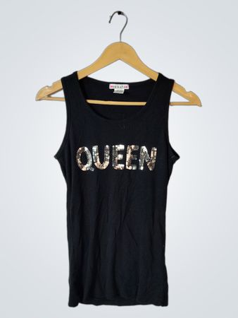 Black Sequin Queen Tank Top