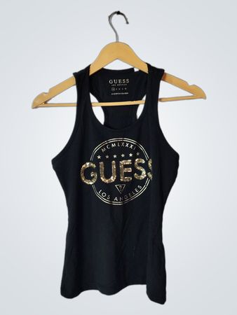 Guess Black Logo Racerback Tank Top