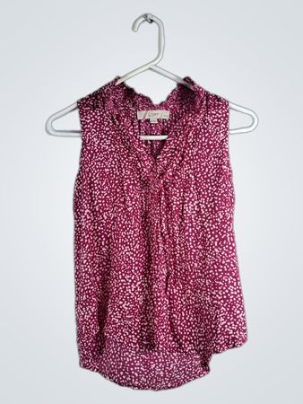 LOFT Polka Dot Sleeveless Ruffled Top