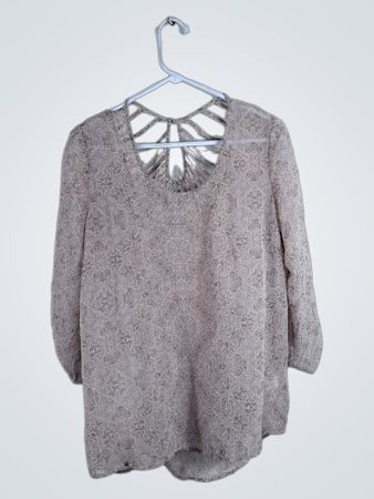 Blouse with Floral Pattern and Cutout Back
