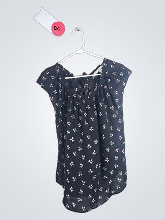 Lauren Conrad Black Bow Print Sleeveless Blouse