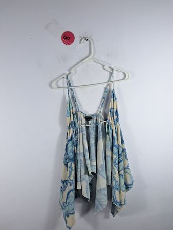 Silence + Noise Blue Floral Top