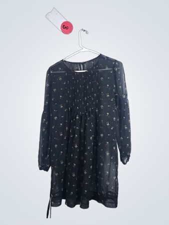 Black Floral Sheer Long Sleeve Top