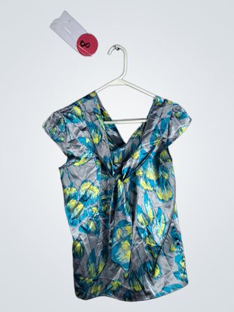 Blouse with Blue and Yellow Pattern